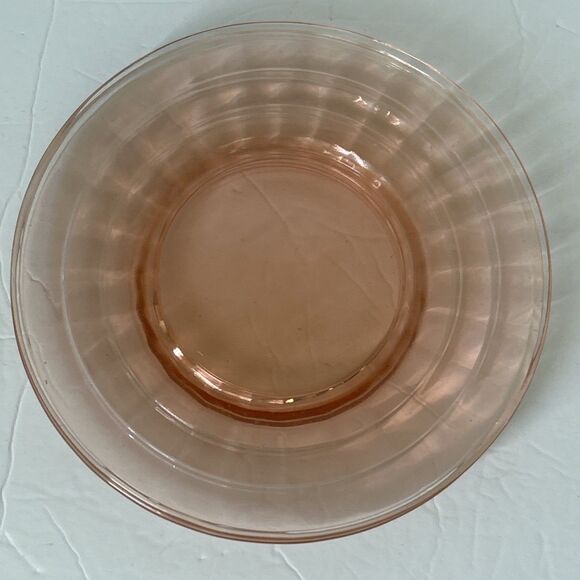 Set Of 4 Optic Pink Depression Glass 8” Plates 1930’s Anchor Hocking Vintage - Picture 4 of 5
